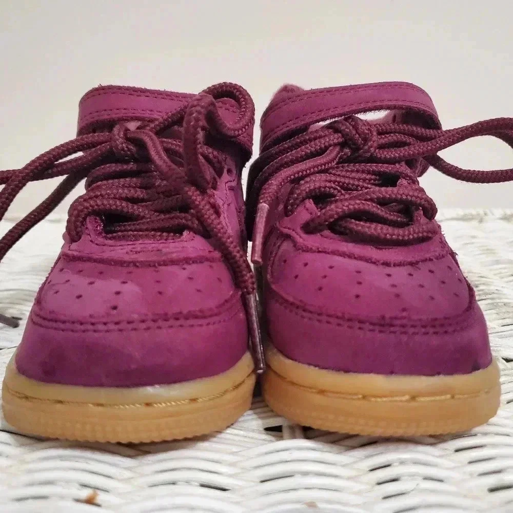 Nike Force 1 Suede Purple Plum Gum Baby Toddler 4C Sneakers Shoes RARE